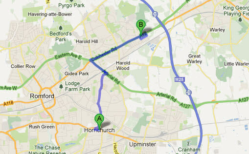 Directions from Hornchurch to Winning Smiles
